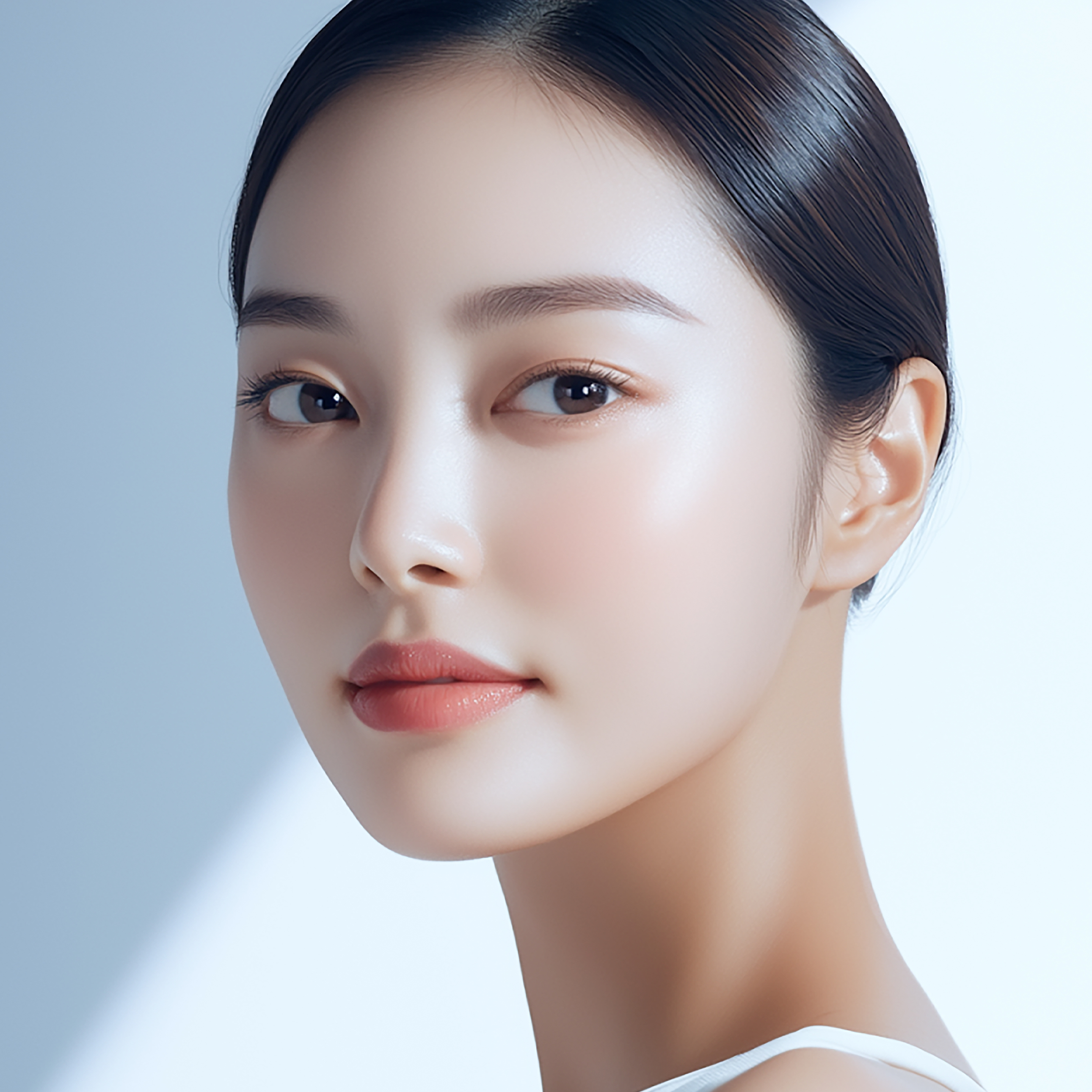 通過Secret雷射治療縮小毛孔並清除面部痕跡的模特